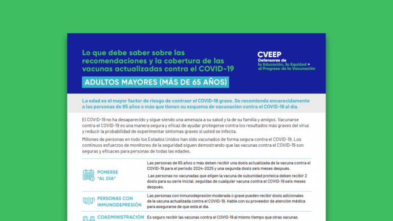 Lo que debe saber sobre las recomendaciones y la cobertura de las vacunas actualizadas contra el COVID-19: adultos mayores (más de 65 años)