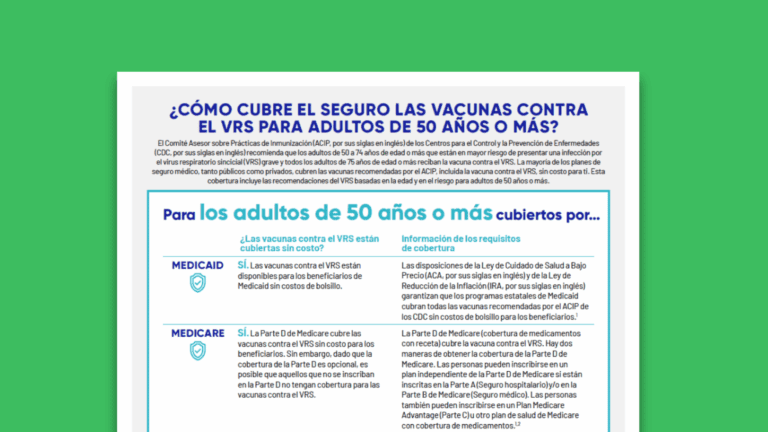 ¿Cómo cubre el seguro las vacunas contra el VRS para adultos de 50 años o más?