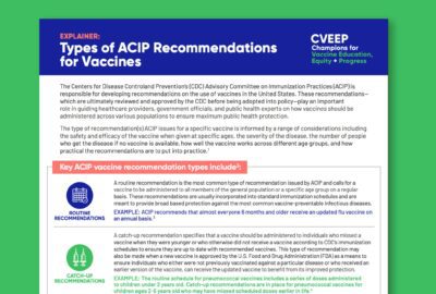 Types of ACIP Recommendations for Vaccines