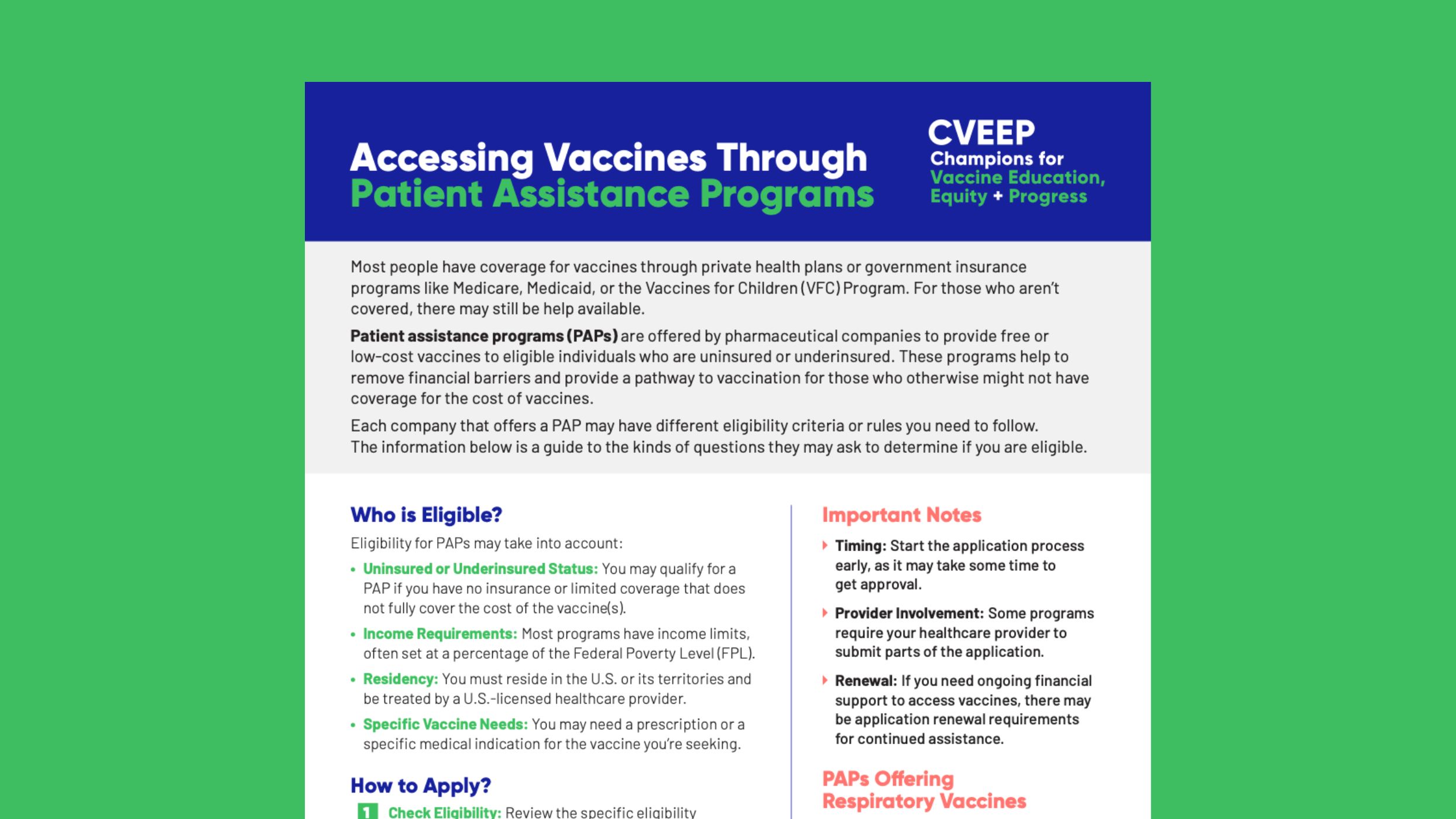 Accessing Vaccines Through Patient Assistance Programs