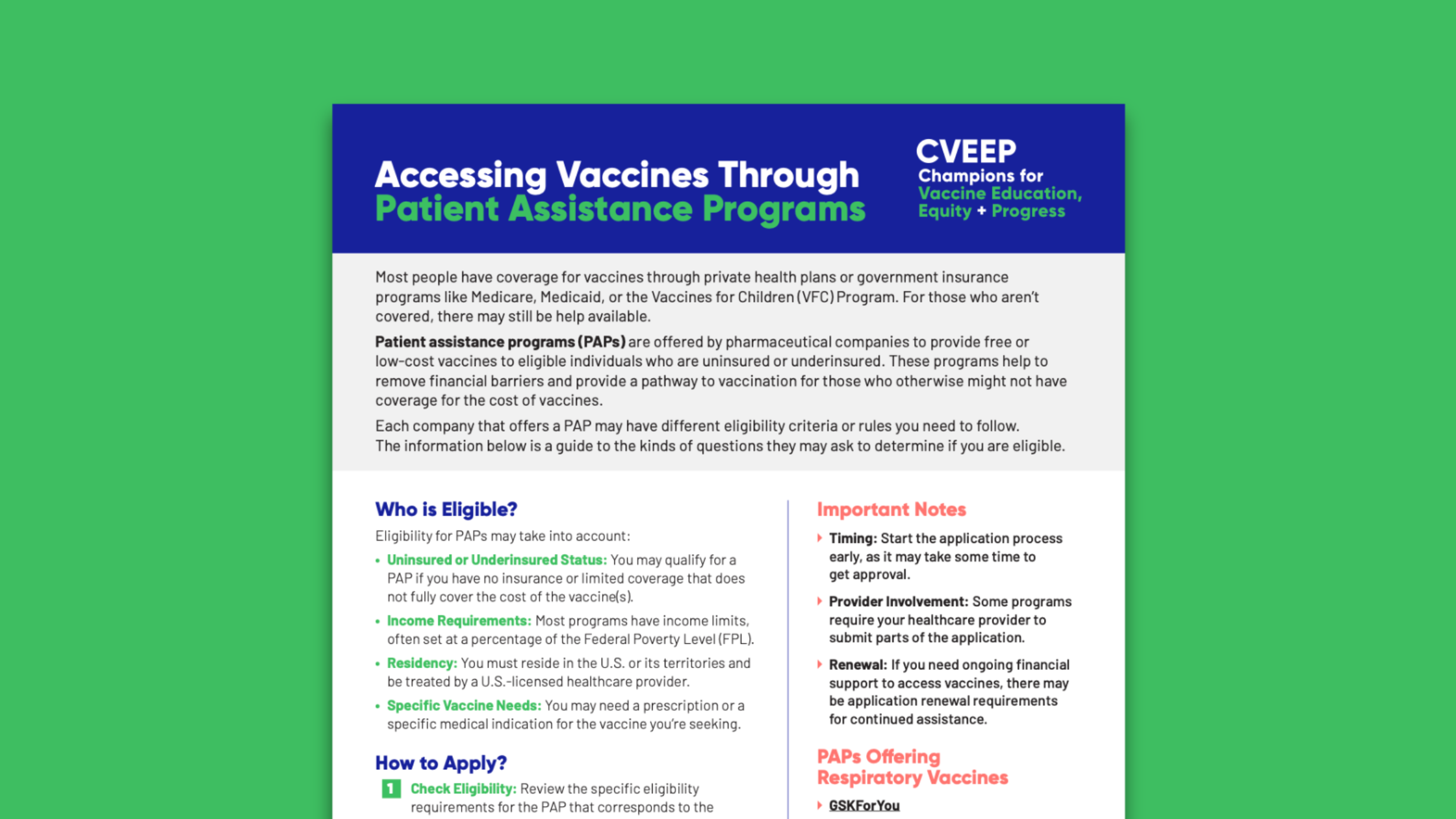 Accessing Vaccines Through Patient Assistance Programs