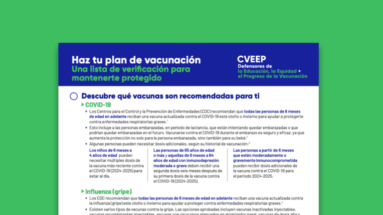 Haz tu plan de vacunación: lista de verificación para mantenerte protegido