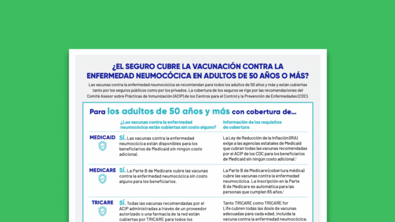¿El seguro cubre la vacunación contra la enfermedad neumocócica en adultos de 50 años o más?