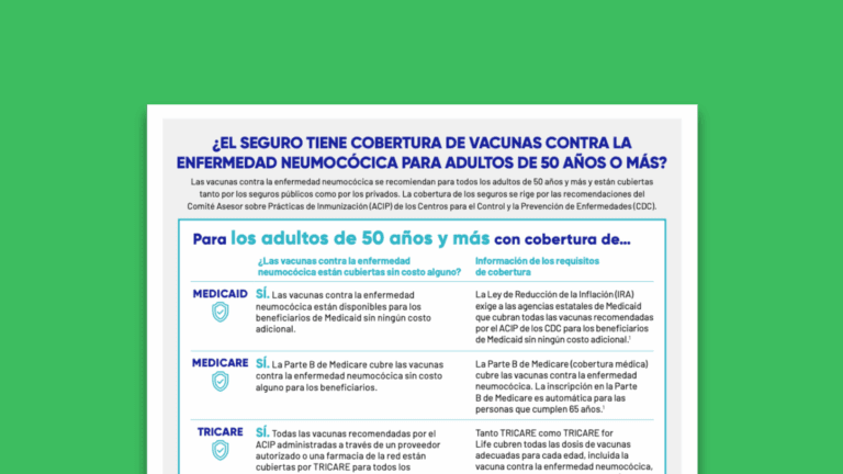 ¿El seguro tiene cobertura de vacunas contra la enfermedad neumocócica para adultos de 50 años o más?