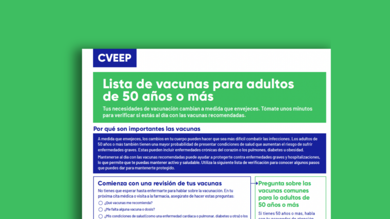 Lista de vacunas para adultos de 50 años o más